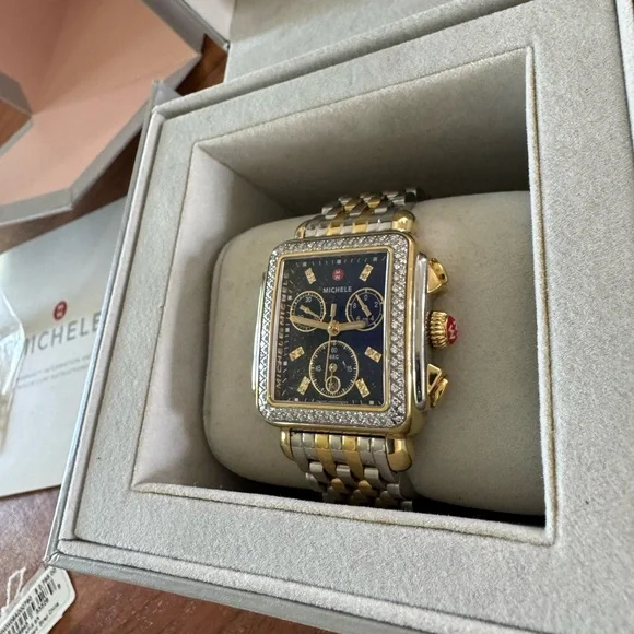 MICHELE Deco Diamond Chronograph Watch Head & Bracelet, 33mm - Picture 10 of 16